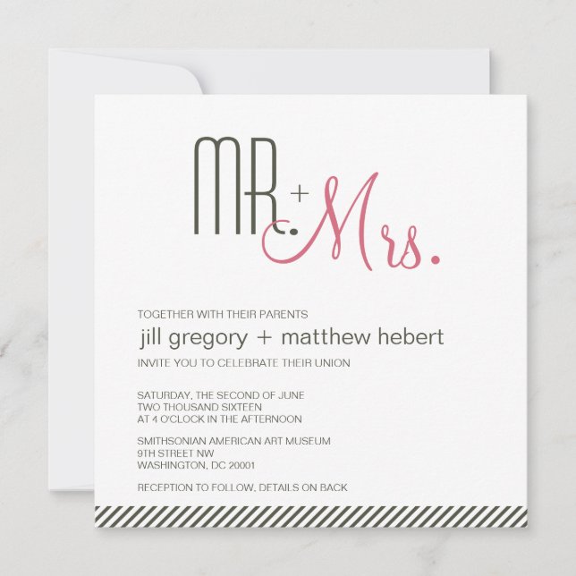 Invitation Mariage moderne rétro (Devant)