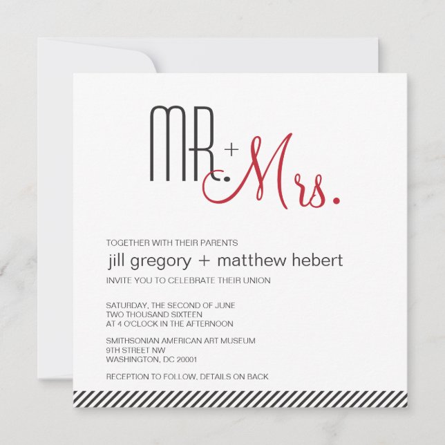 Invitation Mariage moderne rétro (Devant)