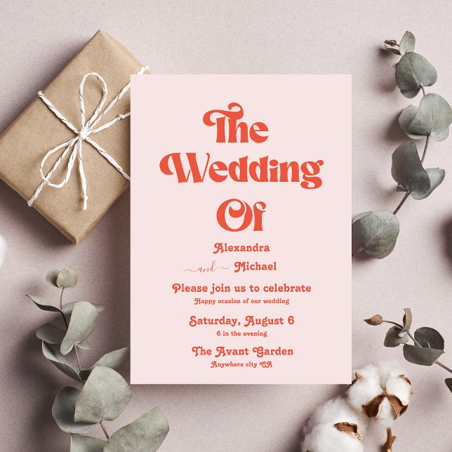 Invitation Mariage Moderne Rétro avec Typographie Rose et Ora (Créateur téléchargé)
