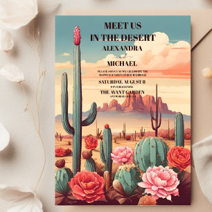 Invitation Mariage moderne rétro Cactus