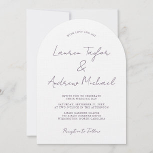 Invitation Mariage Moderne Romantique Arche Prune Pourpre