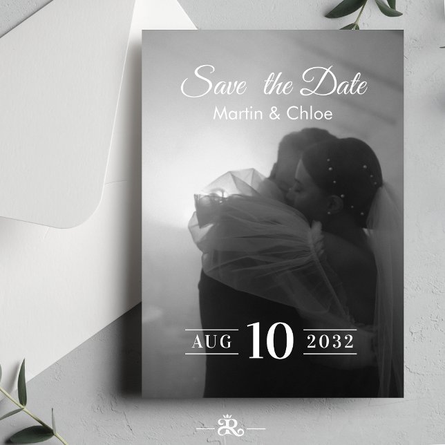 Invitation Mariage Moderne Romantique Photo Noir et Blanc  (Créateur téléchargé)