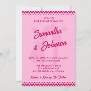 Invitation Mariage Moderne Romantique Rose Pâle Chevron