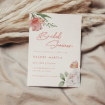 Mariage Moderne Rose Fleur Script Aquarelle Rose