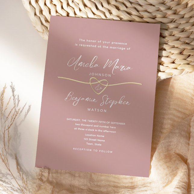 Invitation Mariage Moderne Rose Poussiéreux (Créateur téléchargé)
