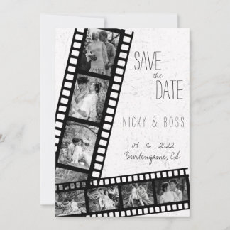 Invitation Mariage Moderne Rustique Film Enregistrer la Date