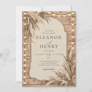 Invitation Mariage Moderne Rustique Herbe de Pampas