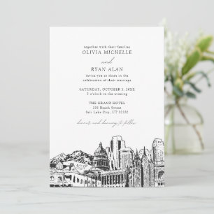 Invitation Mariage moderne Salt Lake City noir et blanc