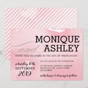 Invitation MARIAGE MODERNE simple couleur rose minimale