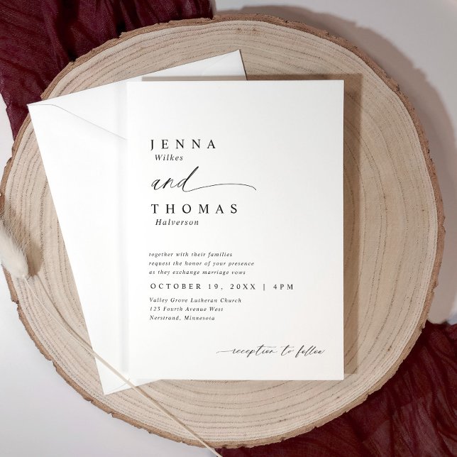 Invitation Mariage Moderne Simple Élégant Script (Modern simple and elegant wedding invitations with minimalist typography and fancy handwritten and)