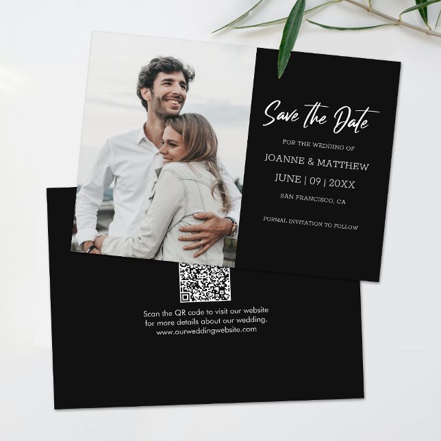 Invitation Mariage Moderne Simple Enregistrer La Date Code QR (Save time and reduce wedding planning stress with this QR code Save the Date card.)