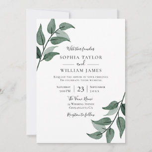 Invitation Mariage moderne simple et verdoyante