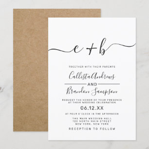 Invitation Mariage moderne simple noir et blanc