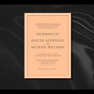 Invitation Mariage moderne simple Peach Fuzz