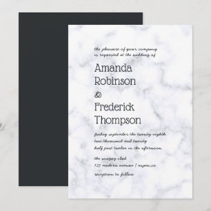 Invitation Mariage Moderne Simpliste en Marbre