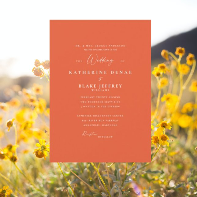 Invitation Mariage Moderne Simply Orange (Créateur téléchargé)