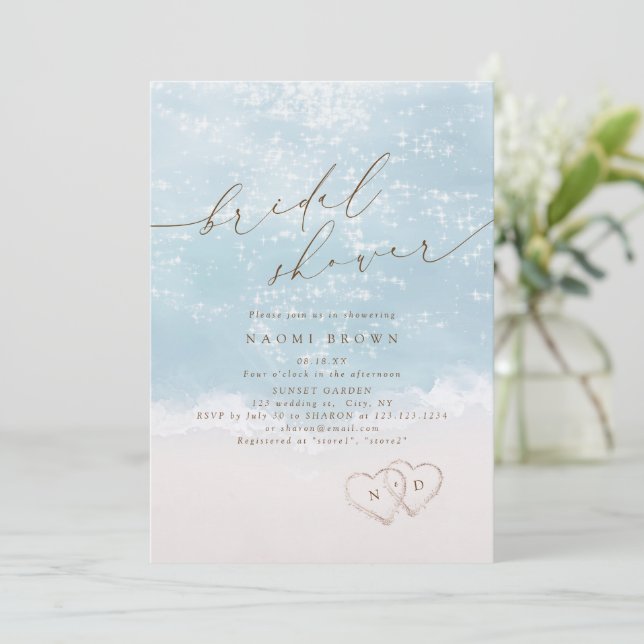 Invitation Mariage moderne sous le thème de la plage avec coe (Debout devant)