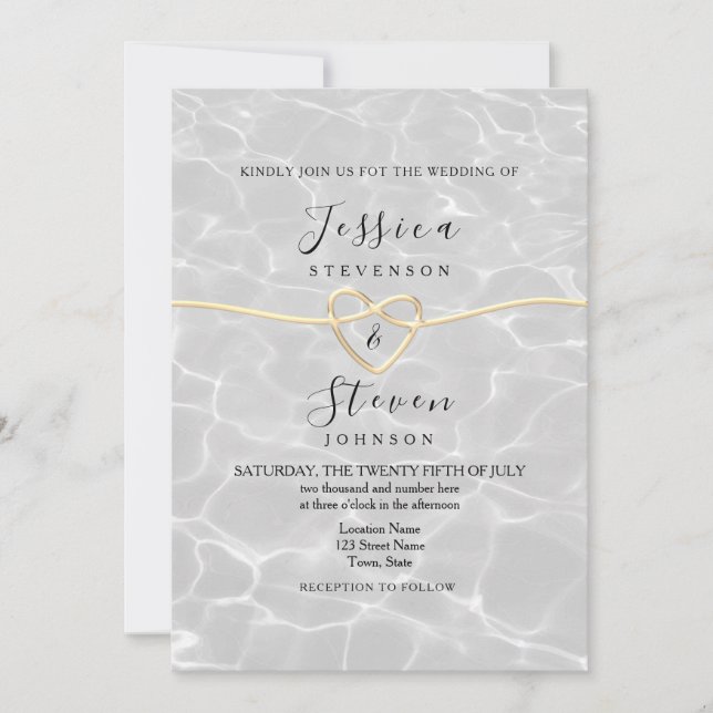Invitation Mariage Moderne sur la Plage (Devant)