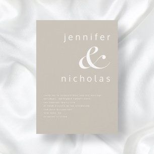 Invitation Mariage moderne Taupe Ampersand