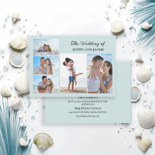Invitation Mariage Moderne Tendance Bleu 5 Photos