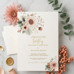 Invitation Mariage Moderne Tendance Fard à Joues Rose Poussié