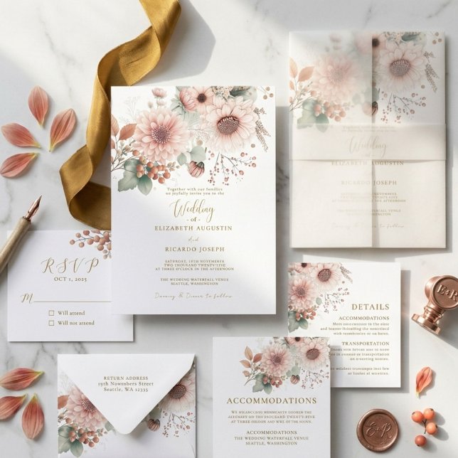 Invitation Mariage Moderne Tendance Fard à Joues Rose Poussié (Créateur téléchargé)