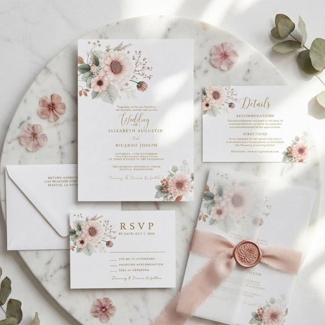 Invitation Mariage Moderne Tendance Fard à Joues Rose Poussié (Créateur téléchargé)