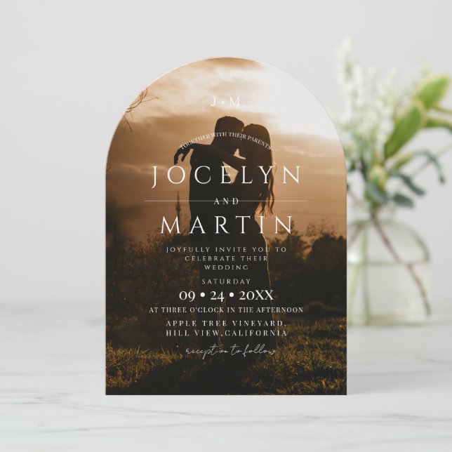Invitation Mariage Moderne Tendance Noir et Blanc  (Debout devant)