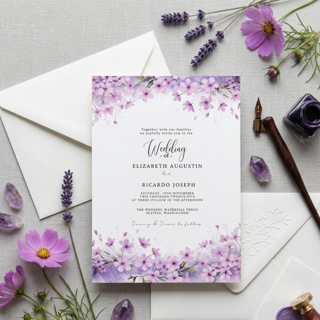 Invitation Mariage Moderne Tendance Violet Lavande (Créateur téléchargé)