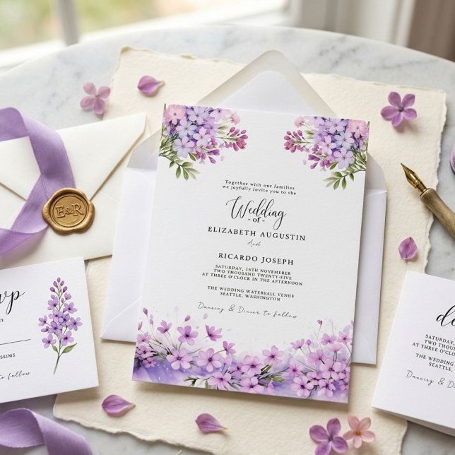 Invitation Mariage Moderne Tendance Violet Lavande (Créateur téléchargé)