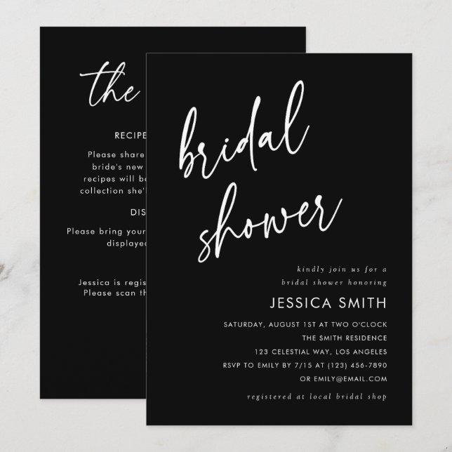 Invitation Mariage moderne tout-en-un avec code QR pour la fê (Devant / Derrière)