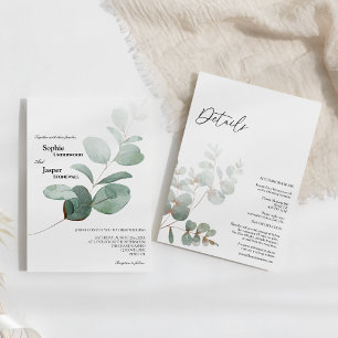 Invitation Mariage Moderne Tout En Un Avec Des Détails Blancs