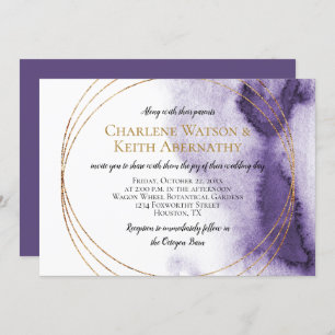 Invitation Mariage moderne Ultra violet violet Cercles or vio