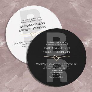 Invitation Mariage moderne unique noir et blanc