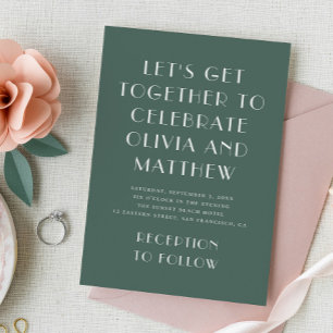 Invitation Mariage Moderne Vert Ardoise Foncé   Photo & Code 