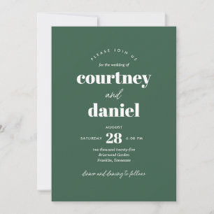 Invitation Mariage moderne vert tendance Mix Match