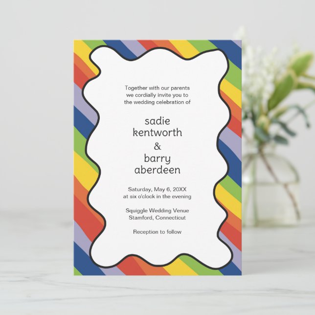 Invitation Mariage moderne vibrant arc-en-ciel (Debout devant)