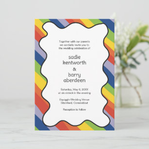 Invitation Mariage moderne vibrant arc-en-ciel