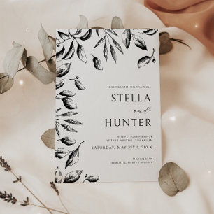 Invitation Mariage moderne Victorien Noir & Blanc de verdure