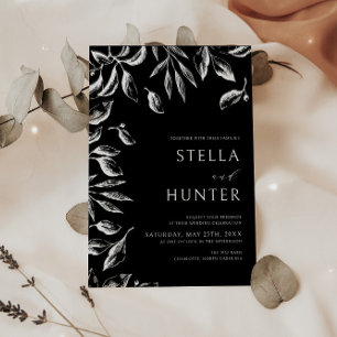 Invitation Mariage moderne Victorien Noir & Blanc de verdure