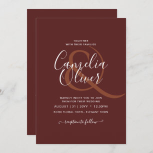 Invitation Mariage monochrome Bourgogne moderne