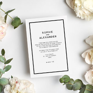 Invitation Mariage monochrome minimaliste parisien