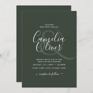 Invitation Mariage monochrome vert moderne