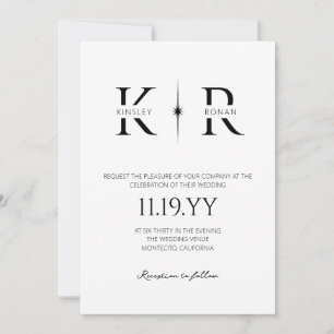 Invitation Mariage Monogramme à Élégante Explosion