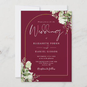 Invitation Mariage Monogramme Arc Doré de Verdure Bourgogne