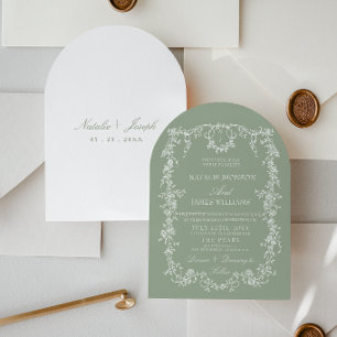 Invitation Mariage Monogrammé Arché de Jardin de Sauge Floral