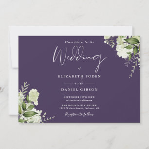 Invitation Mariage Monogramme Botanique Pourpre