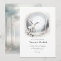 Mariage Monogramme Cerf Blanc Forêt Enchantée