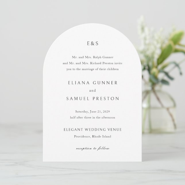 Invitation Mariage Monogramme Classique (Debout devant)