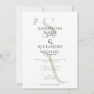 Invitation Mariage Monogramme contemporain en noir et blanc